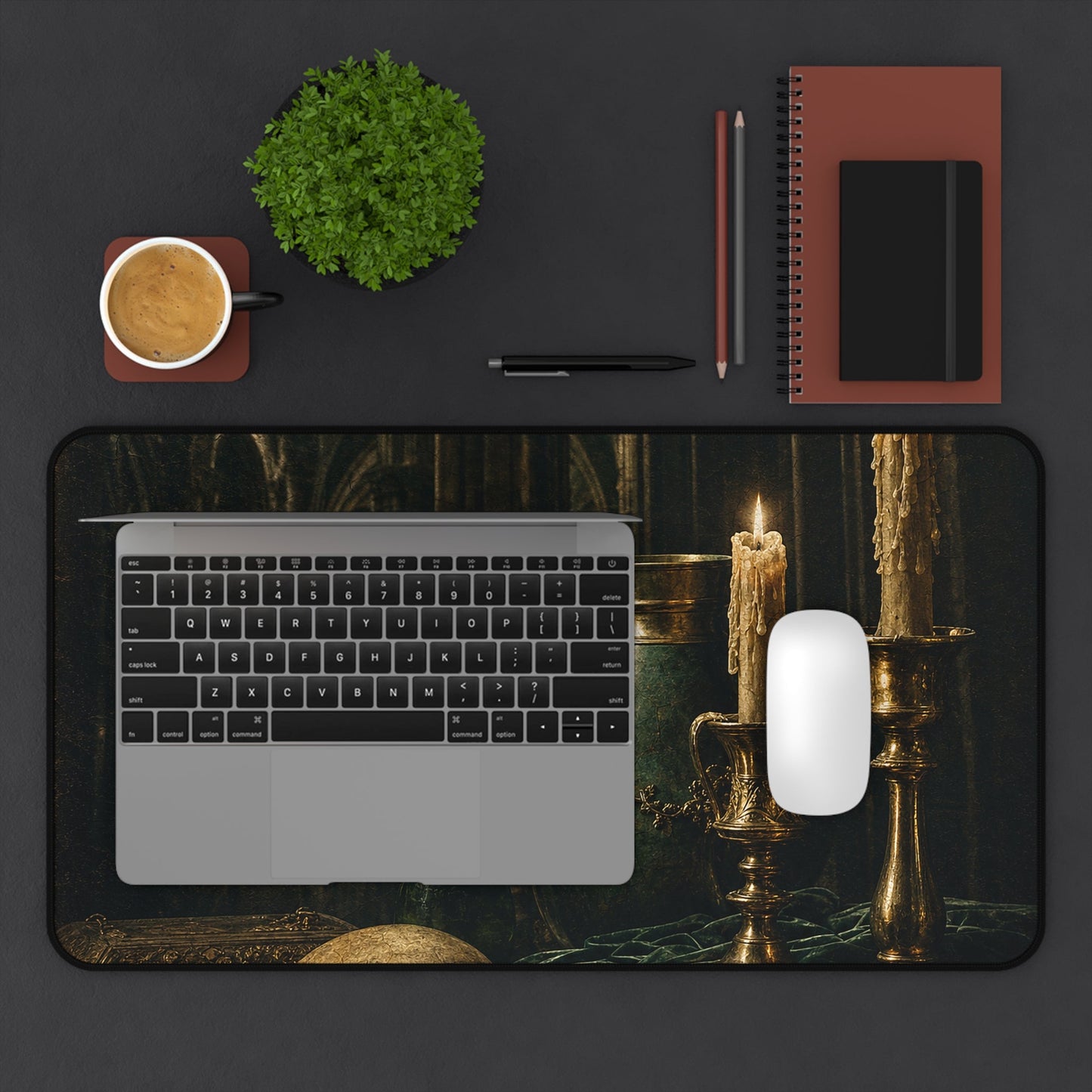 Gothic Cathedral Interior - Dark Academia Gaming Desk Mat - Moikas