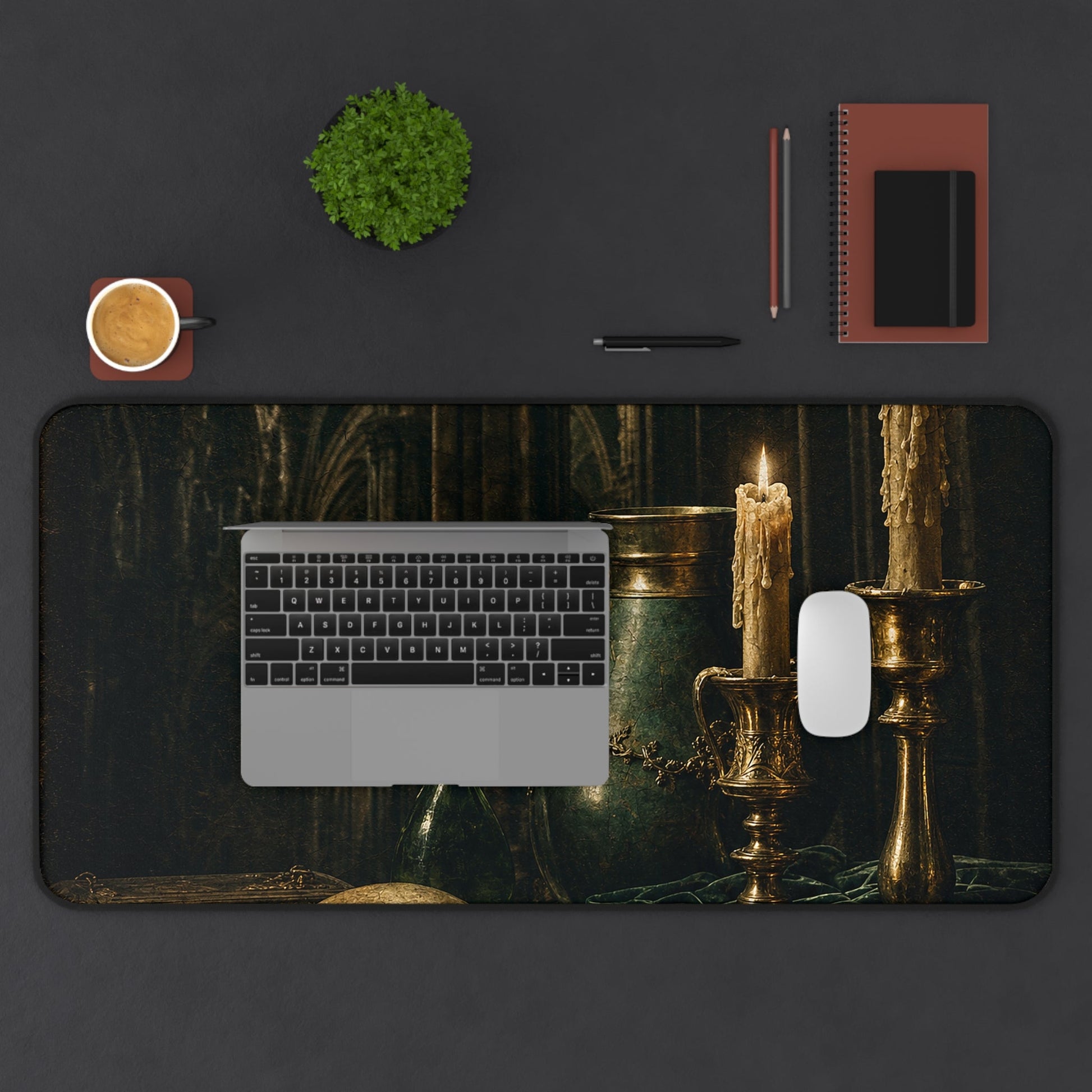 Gothic Cathedral Interior - Dark Academia Gaming Desk Mat - Moikas