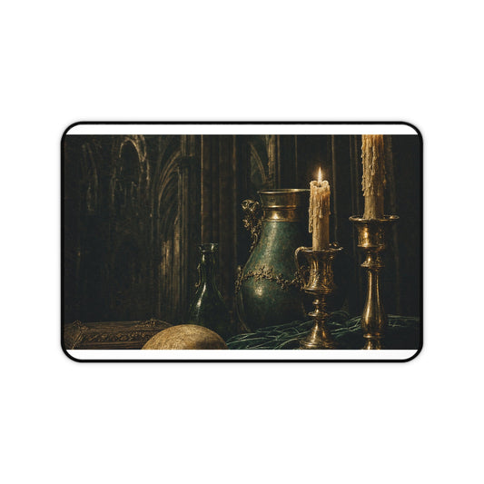 Gothic Cathedral Interior - Dark Academia Gaming Desk Mat - Moikas