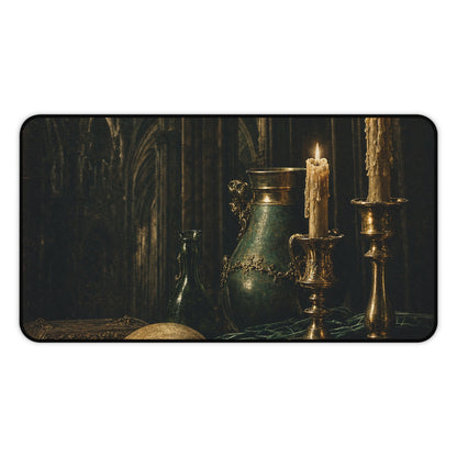 Gothic Cathedral Interior - Dark Academia Gaming Desk Mat - Moikas