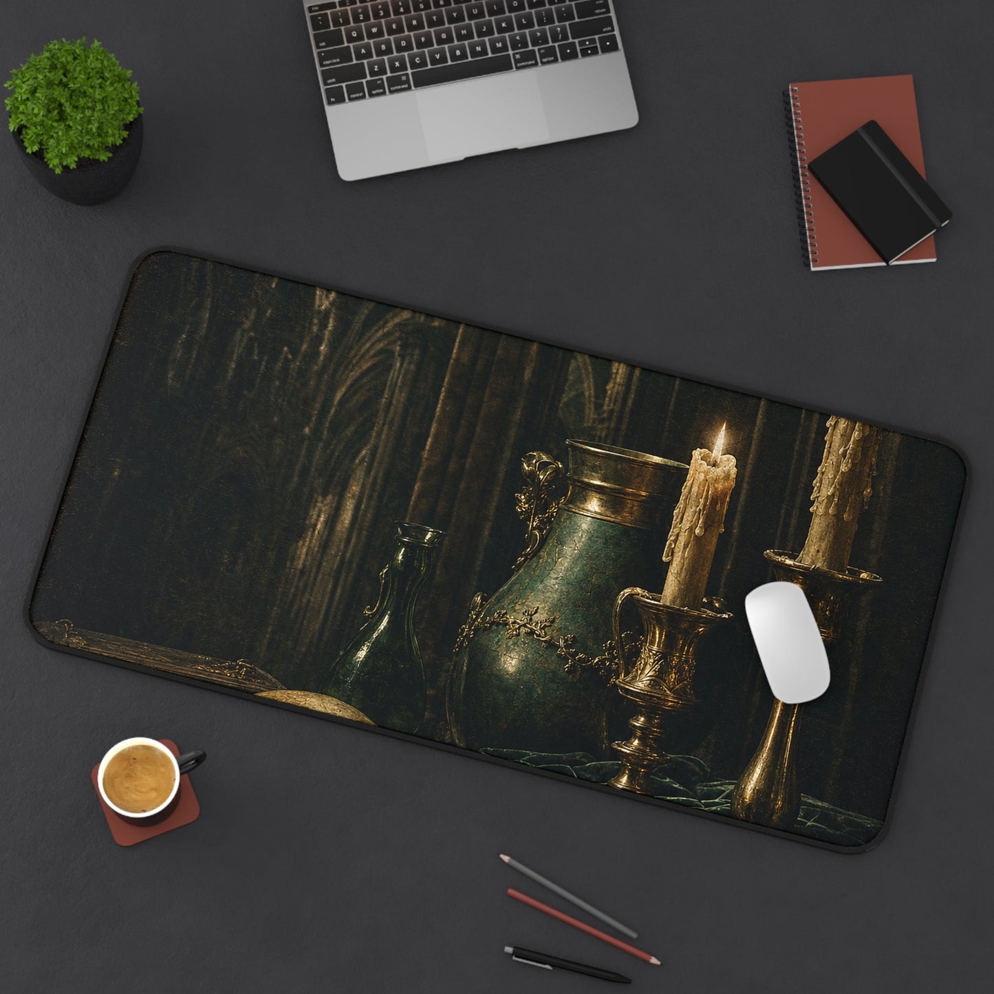 Gothic Cathedral Interior - Dark Academia Gaming Desk Mat - Moikas
