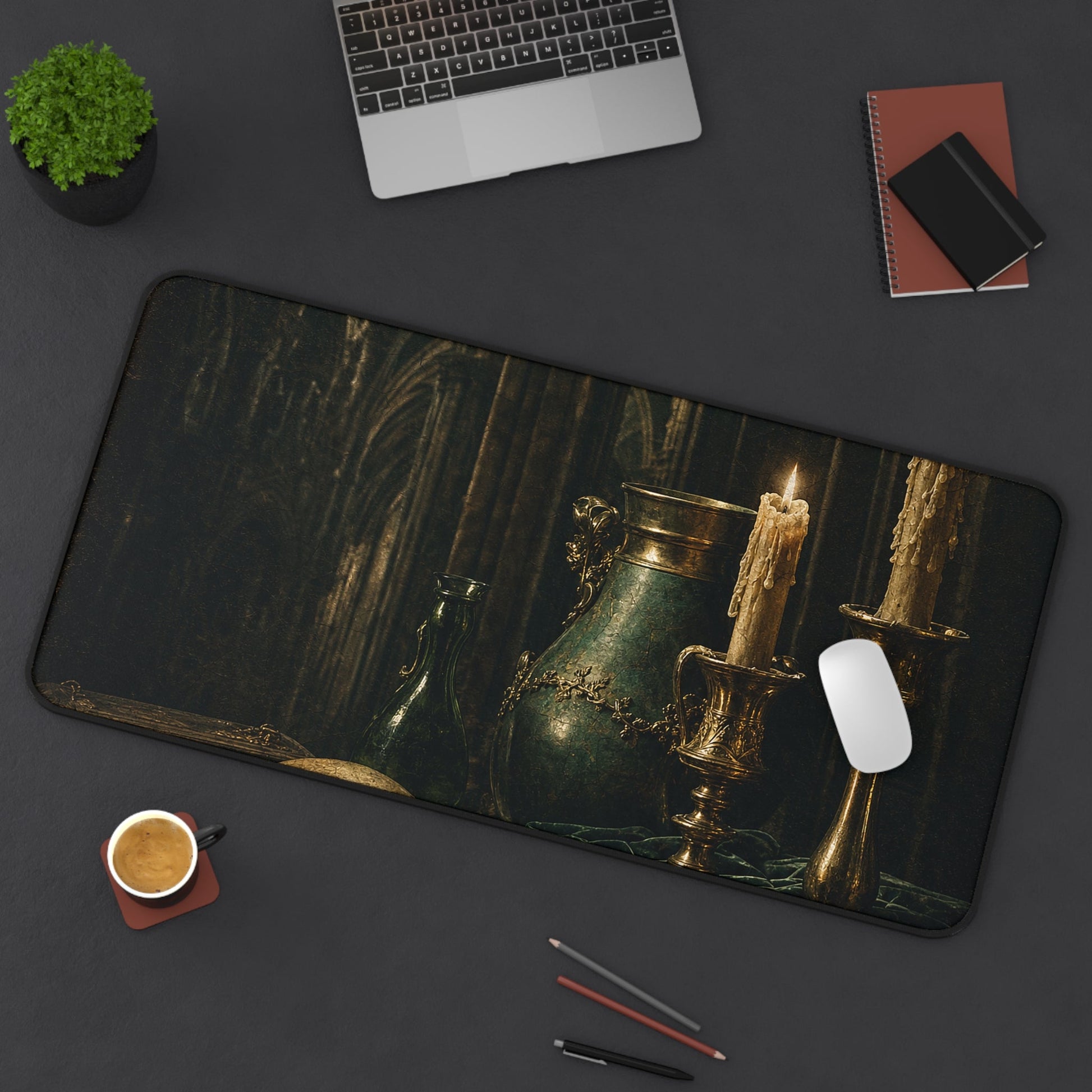 Gothic Cathedral Interior - Dark Academia Gaming Desk Mat - Moikas
