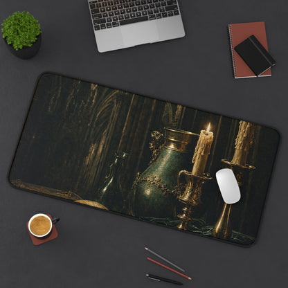 Gothic Cathedral Interior - Dark Academia Gaming Desk Mat - Moikas