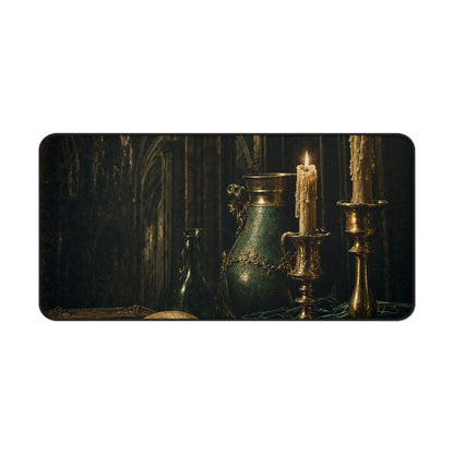 Gothic Cathedral Interior - Dark Academia Gaming Desk Mat - Moikas