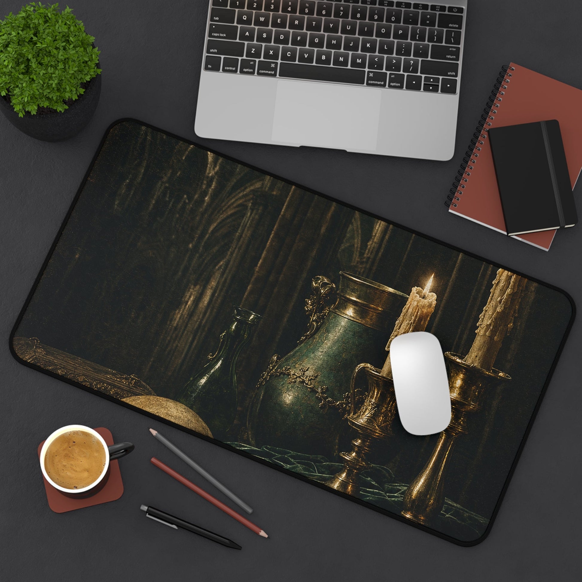 Gothic Cathedral Interior - Dark Academia Gaming Desk Mat - Moikas