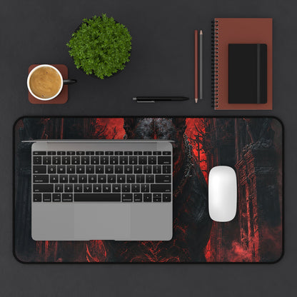 Hellhound Guarding Gateway - Dark Fantasy Gaming Desk Mat - Moikas
