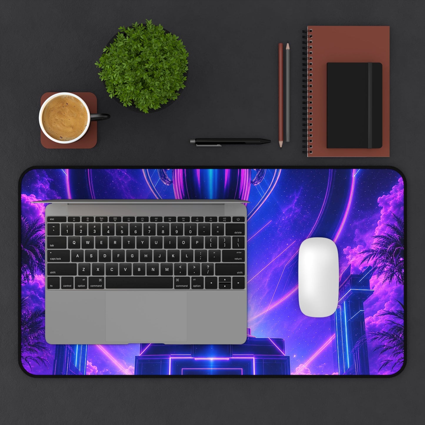 High Score Screen With Neon - Gaming Culture Gaming Desk Mat - Moikas