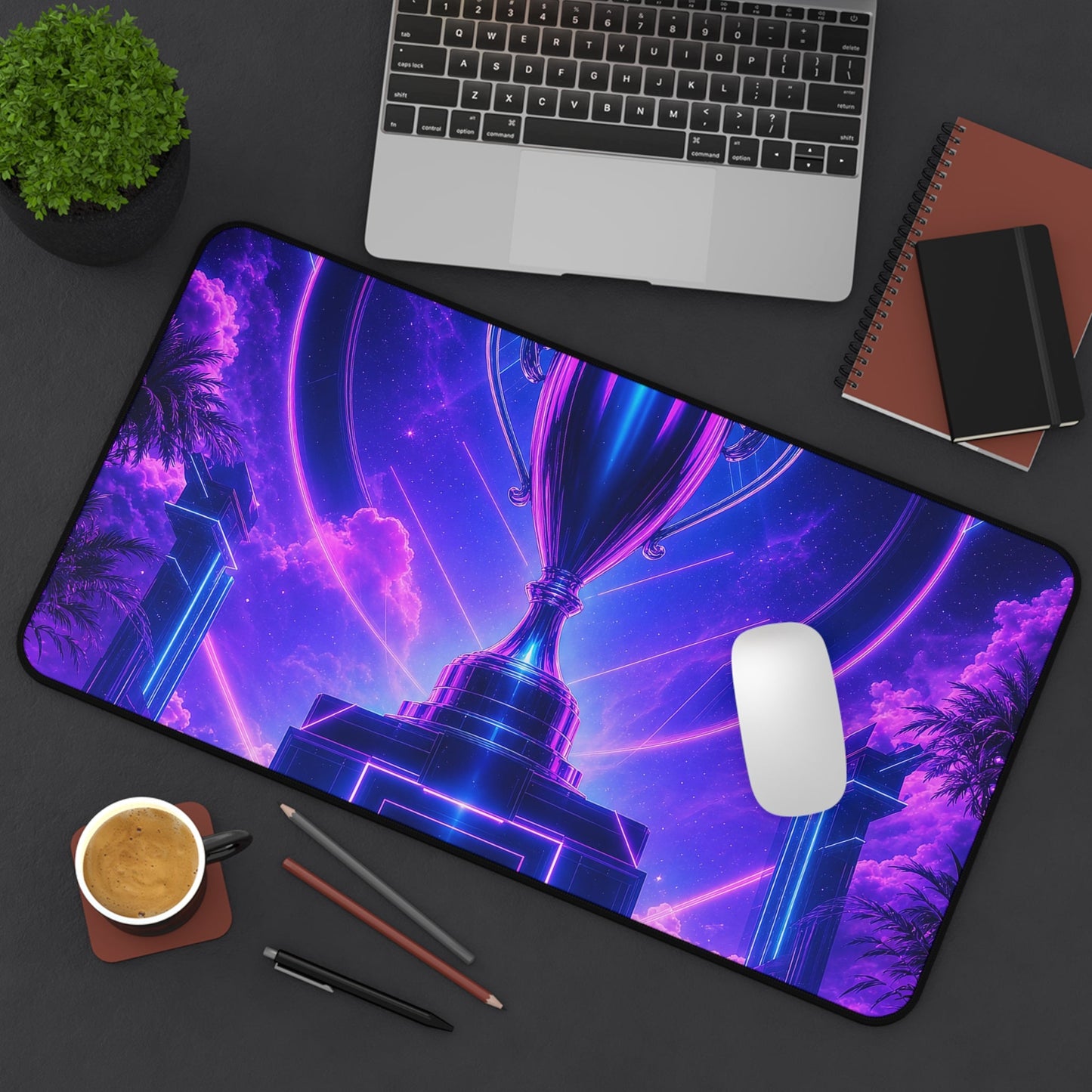 High Score Screen With Neon - Gaming Culture Gaming Desk Mat - Moikas