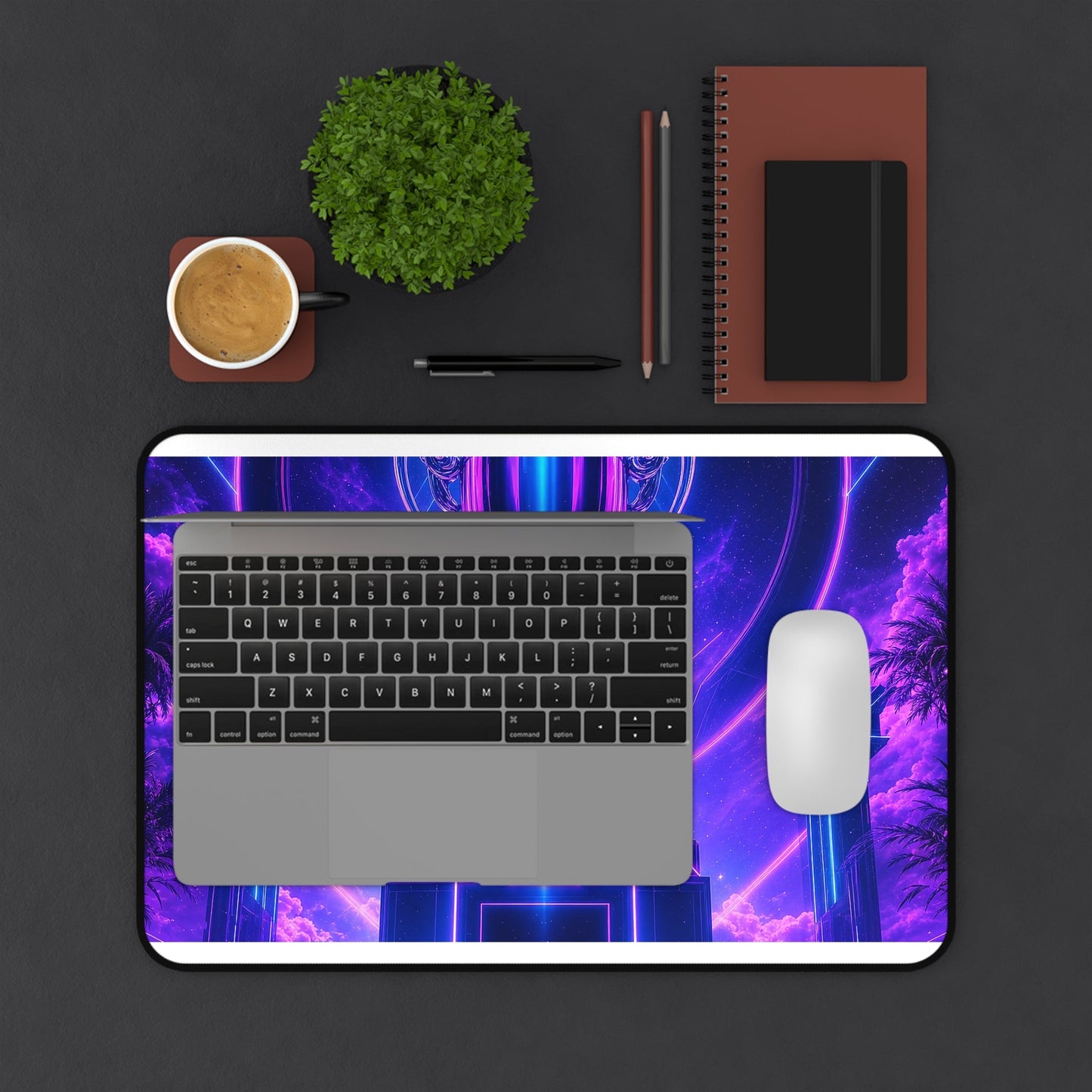 High Score Screen With Neon - Gaming Culture Gaming Desk Mat - Moikas
