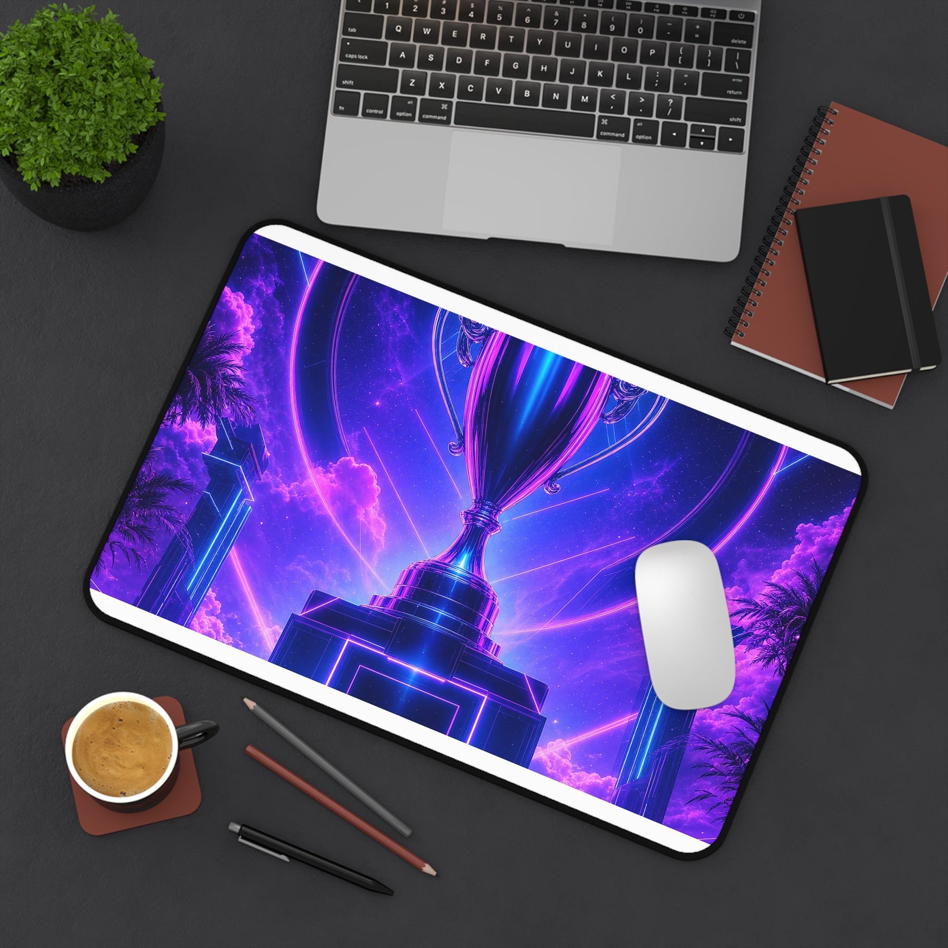 High Score Screen With Neon - Gaming Culture Gaming Desk Mat - Moikas