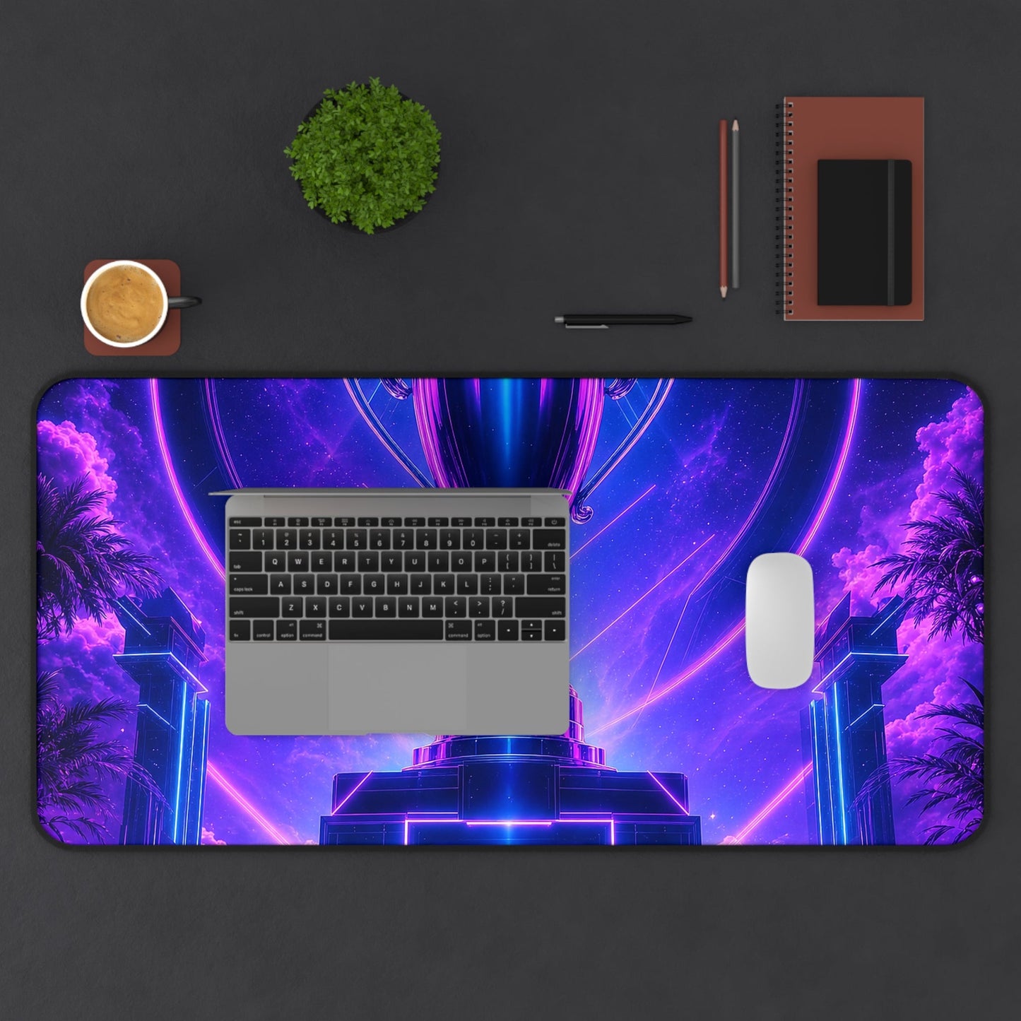 High Score Screen With Neon - Gaming Culture Gaming Desk Mat - Moikas