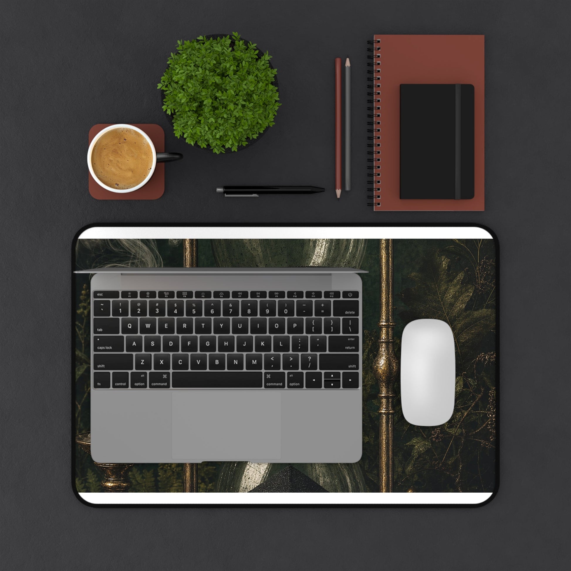 Hourglass With Black Sand - Dark Academia Gaming Desk Mat - Moikas
