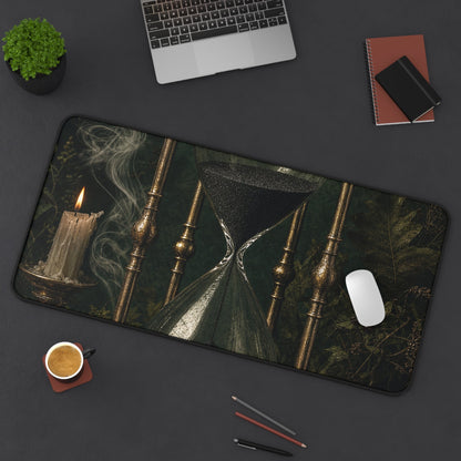 Hourglass With Black Sand - Dark Academia Gaming Desk Mat - Moikas
