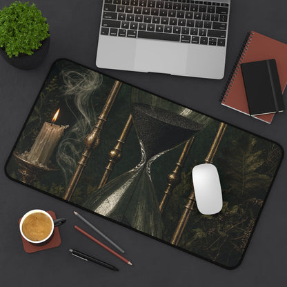 Hourglass With Black Sand - Dark Academia Gaming Desk Mat - Moikas