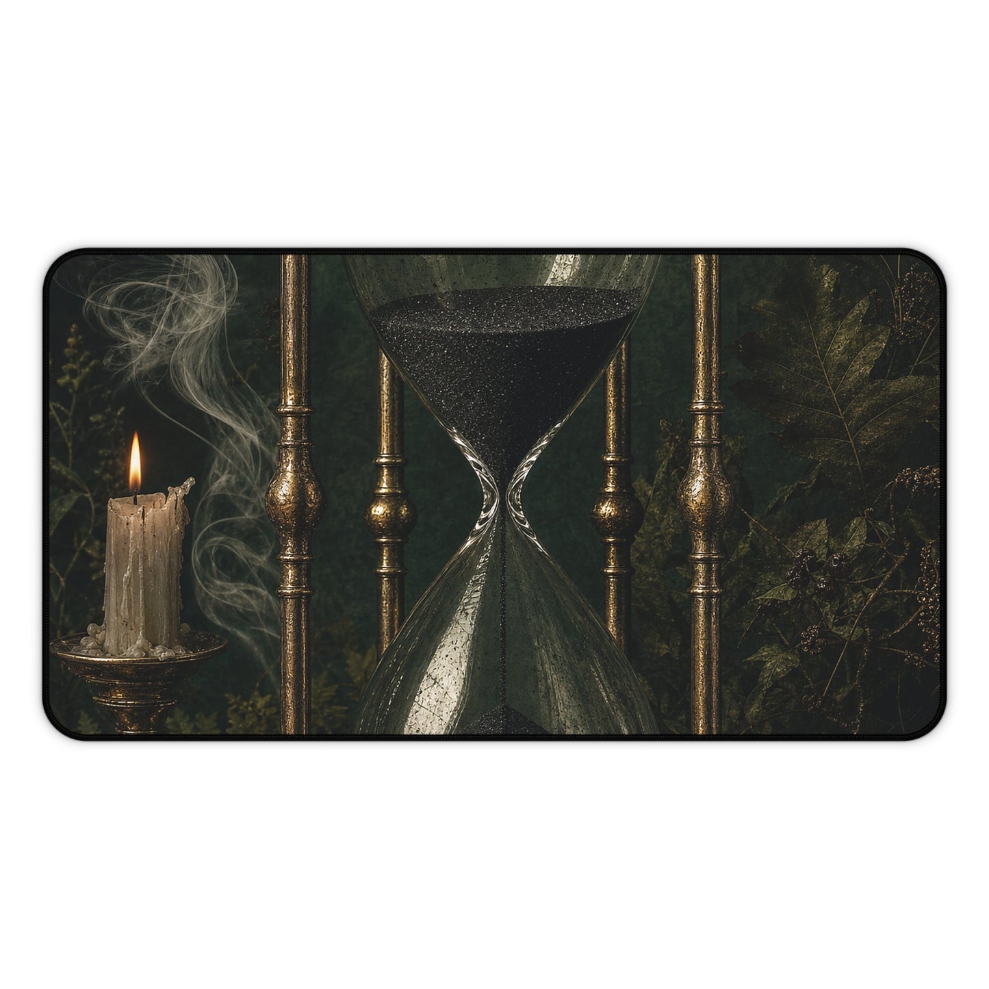 Hourglass With Black Sand - Dark Academia Gaming Desk Mat - Moikas