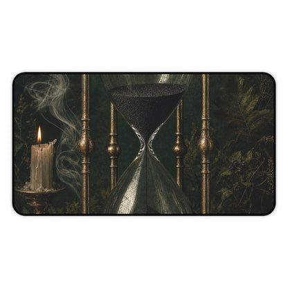 Hourglass With Black Sand - Dark Academia Gaming Desk Mat - Moikas