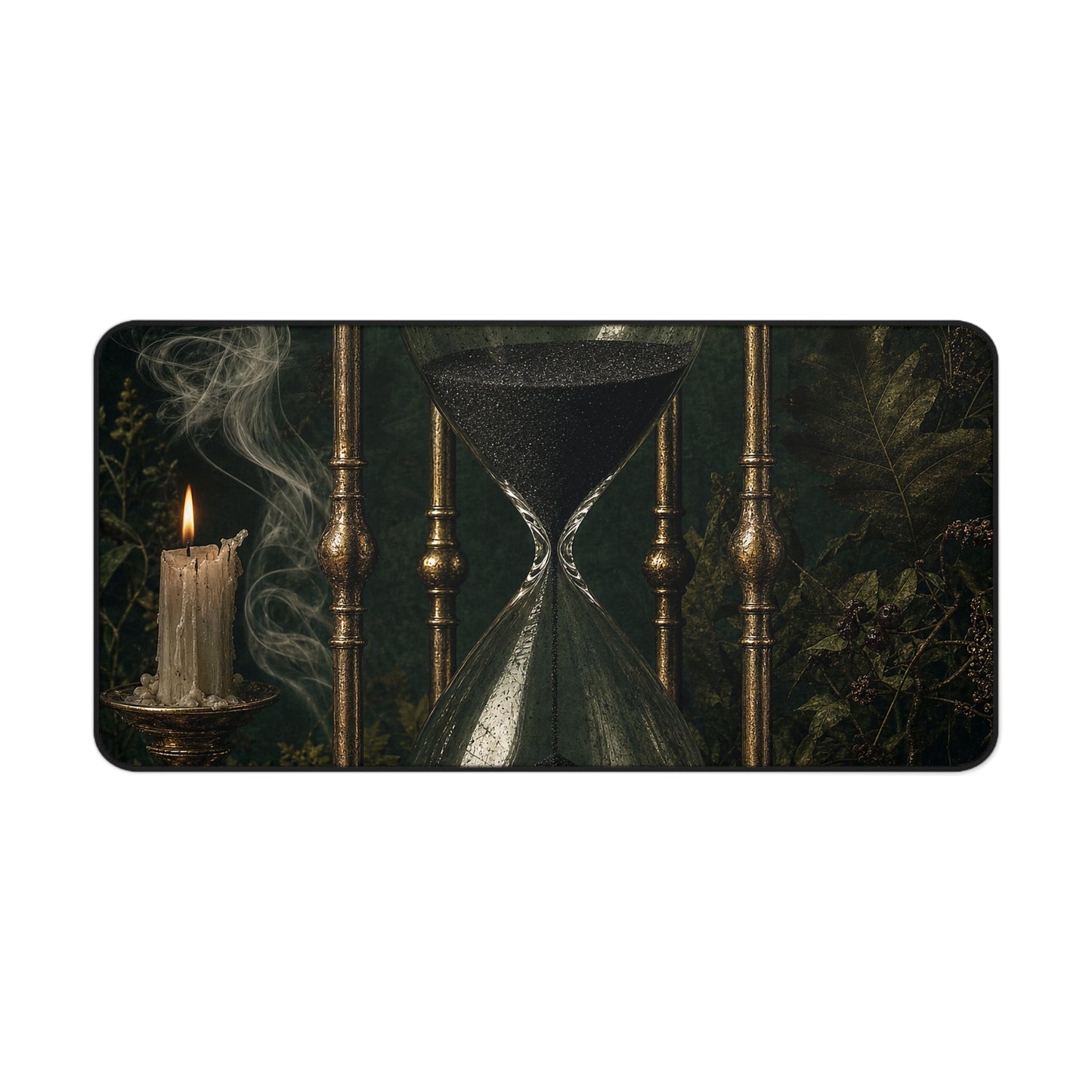 Hourglass With Black Sand - Dark Academia Gaming Desk Mat - Moikas