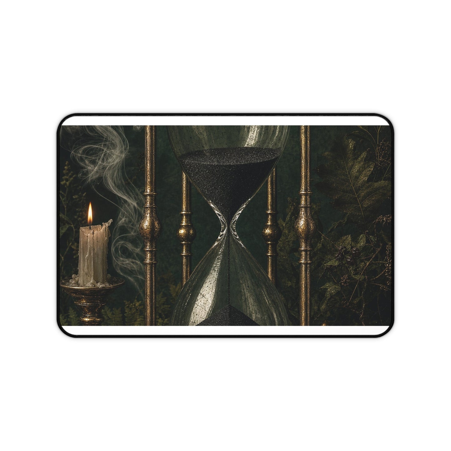 Hourglass With Black Sand - Dark Academia Gaming Desk Mat - Moikas