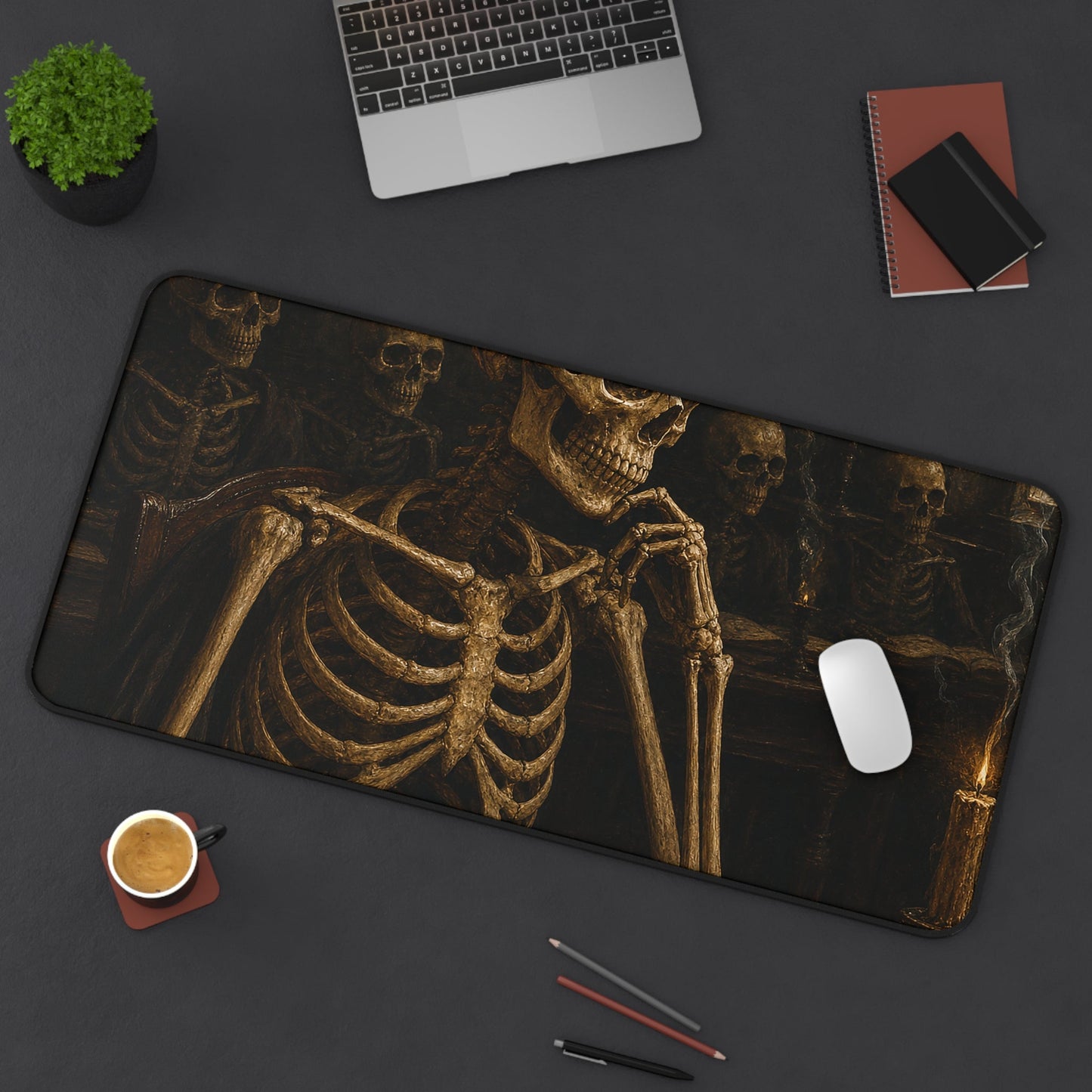 Humskeleton In Classroom - Dark Academia Gaming Desk Mat - Moikas