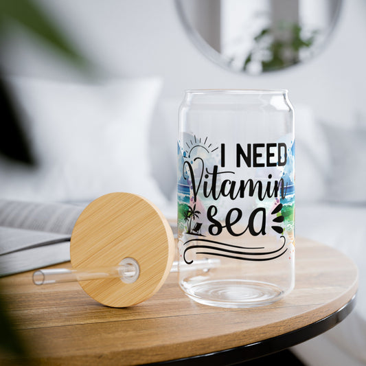 I Need Vitamin Sea Glass Tumbler (16oz) - Moikas