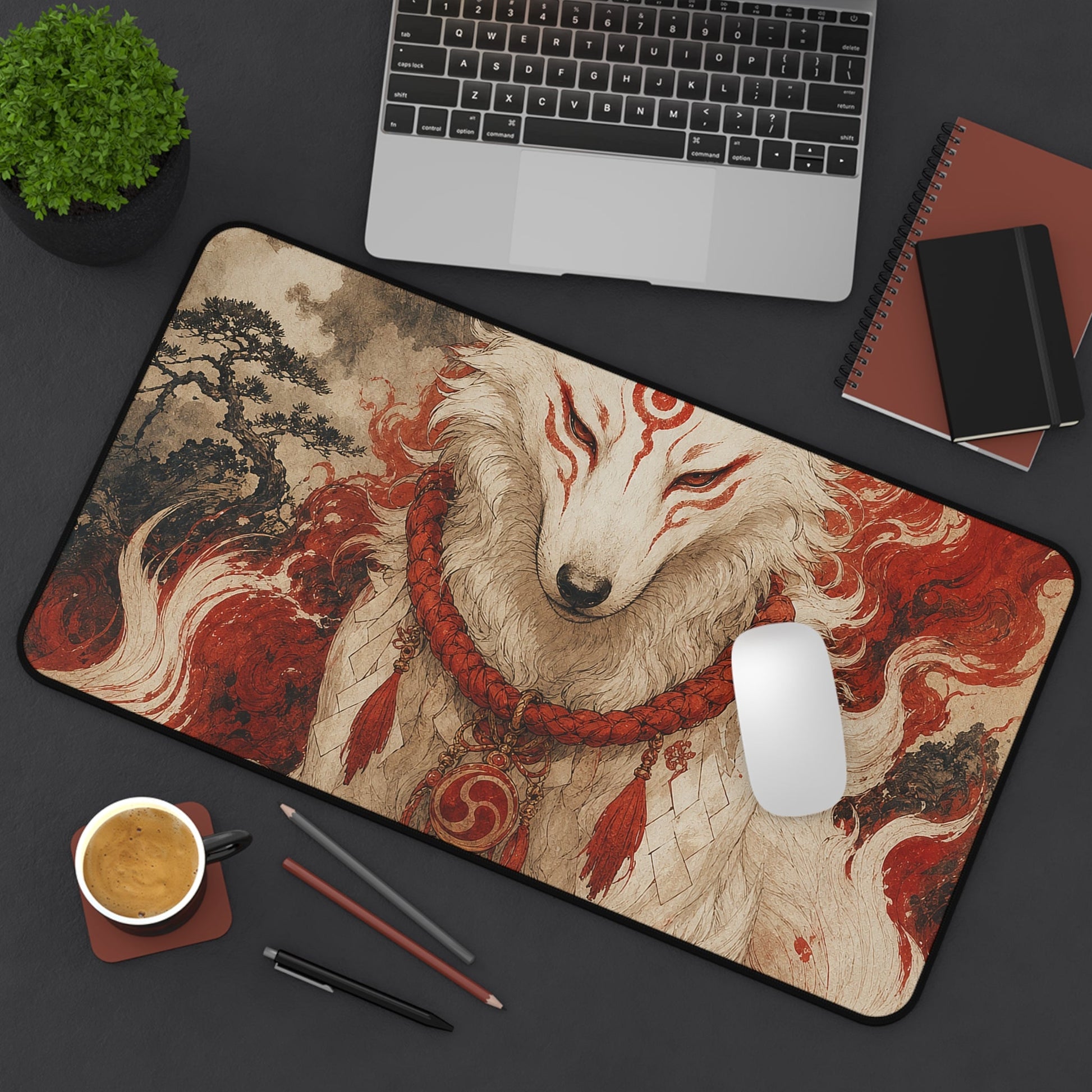 Inugami Dog Spirit - Japanese Mythology Gaming Desk Mat - Moikas
