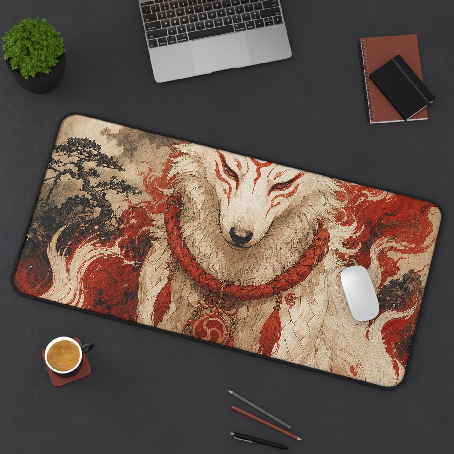 Inugami Dog Spirit - Japanese Mythology Gaming Desk Mat - Moikas