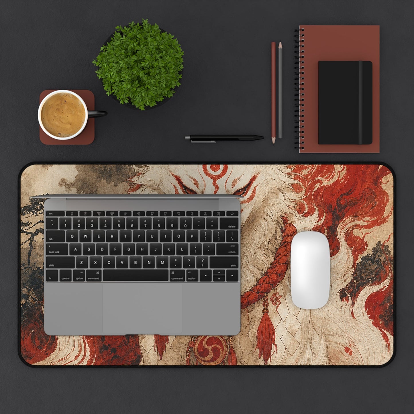 Inugami Dog Spirit - Japanese Mythology Gaming Desk Mat - Moikas
