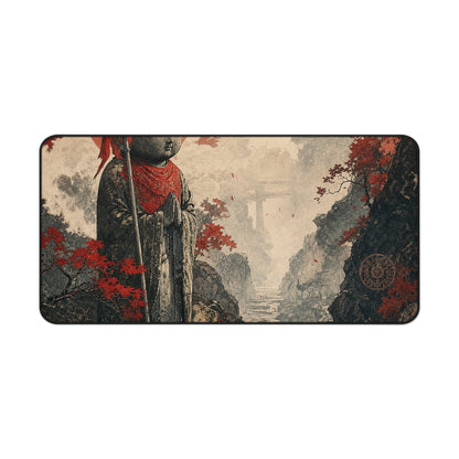 Jizo Statue In Misty Path - Japanese Mythology Gaming Desk Mat - Moikas