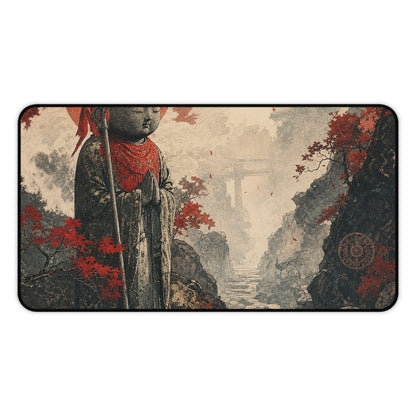 Jizo Statue In Misty Path - Japanese Mythology Gaming Desk Mat - Moikas