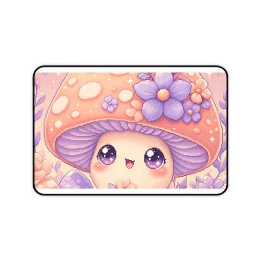 Kawaii Mushroom Character - Kawaii Gaming Gaming Desk Mat - Moikas