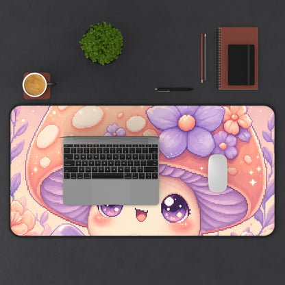 Kawaii Mushroom Character - Kawaii Gaming Gaming Desk Mat - Moikas