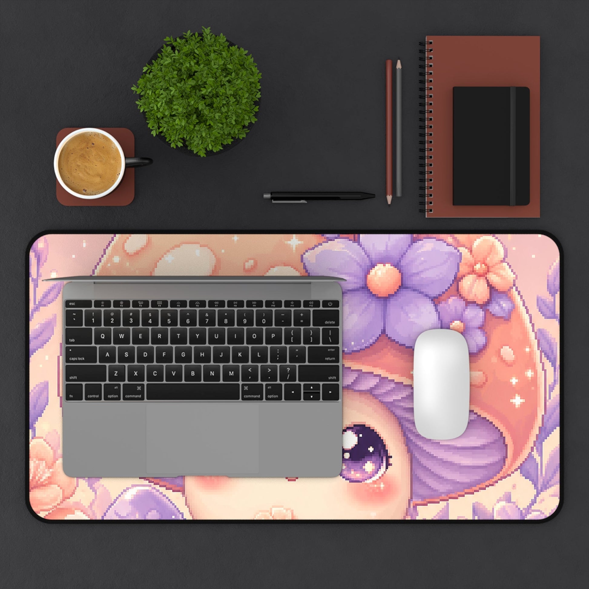 Kawaii Mushroom Character - Kawaii Gaming Gaming Desk Mat - Moikas