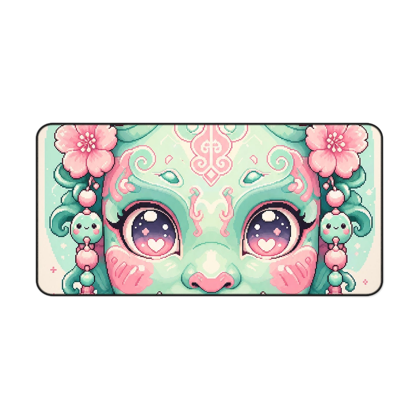 Kawaii Oni Mask With Big Eyes - Kawaii Gaming Gaming Desk Mat - Moikas