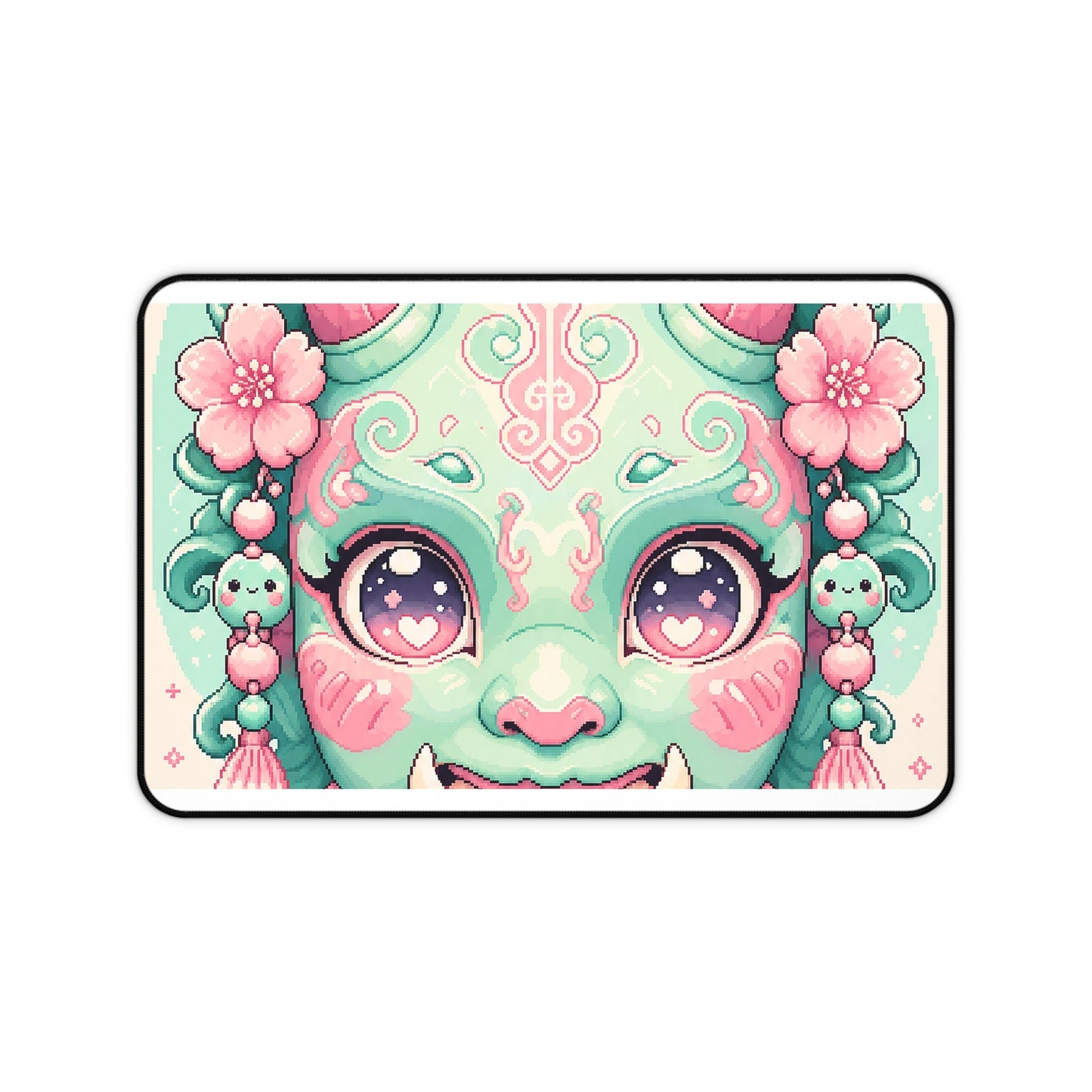Kawaii Oni Mask With Big Eyes - Kawaii Gaming Gaming Desk Mat - Moikas