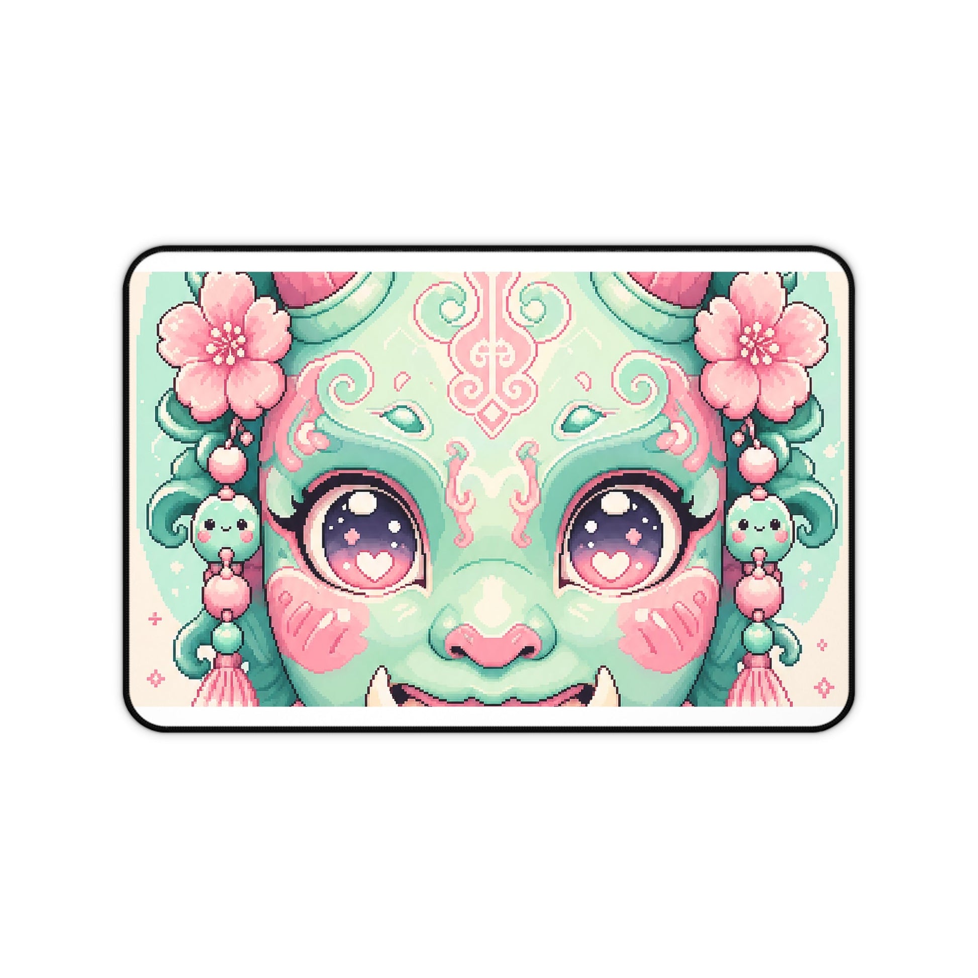 Kawaii Oni Mask With Big Eyes - Kawaii Gaming Gaming Desk Mat - Moikas