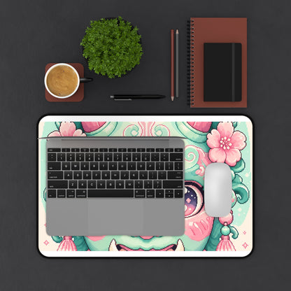 Kawaii Oni Mask With Big Eyes - Kawaii Gaming Gaming Desk Mat - Moikas