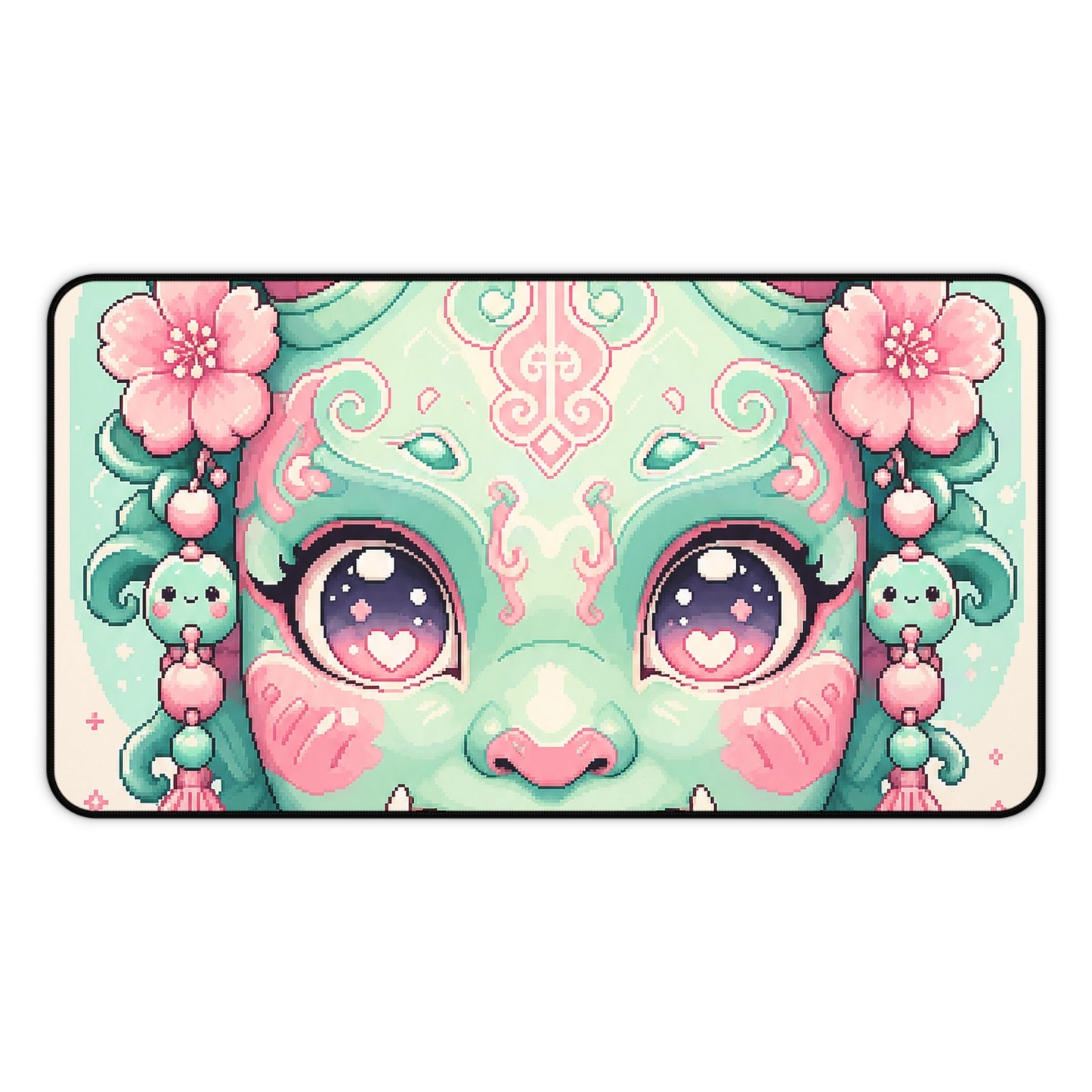 Kawaii Oni Mask With Big Eyes - Kawaii Gaming Gaming Desk Mat - Moikas