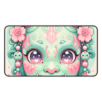 Kawaii Oni Mask With Big Eyes - Kawaii Gaming Gaming Desk Mat - Moikas