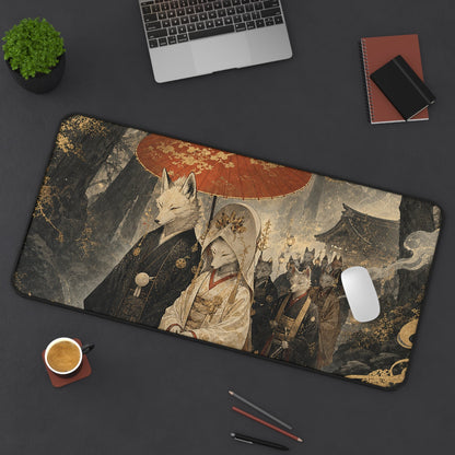 Kitsune Wedding Procession - Japanese Mythology Gaming Desk Mat - Moikas