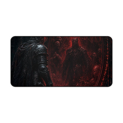 Knight Before Mirror Of Souls - Dark Fantasy Gaming Desk Mat - Moikas