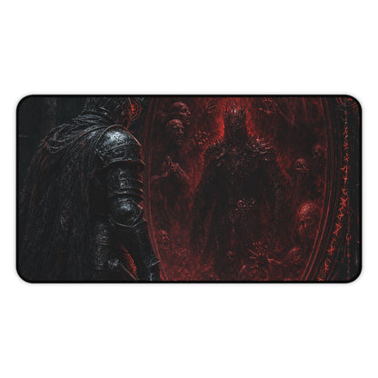 Knight Before Mirror Of Souls - Dark Fantasy Gaming Desk Mat - Moikas