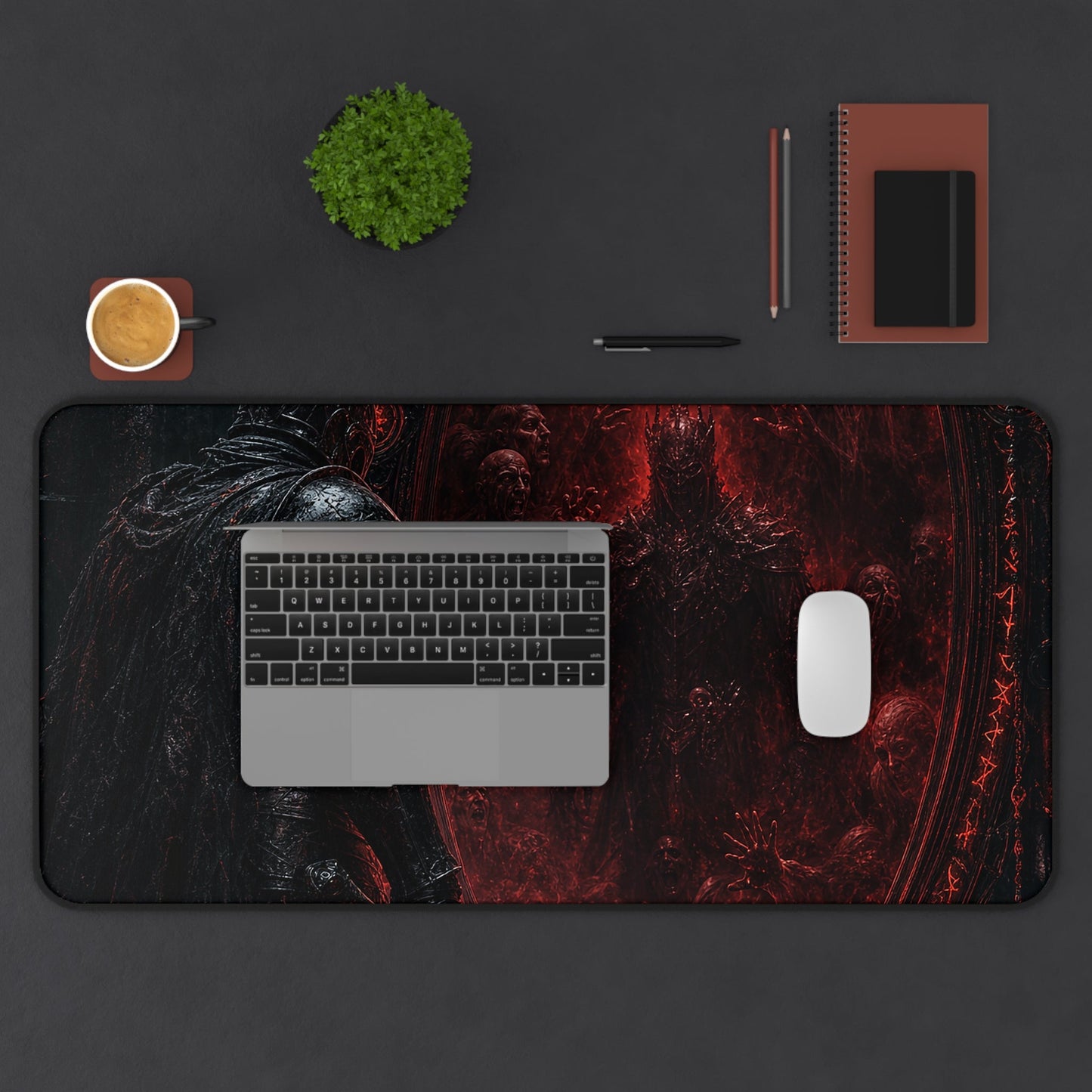 Knight Before Mirror Of Souls - Dark Fantasy Gaming Desk Mat - Moikas