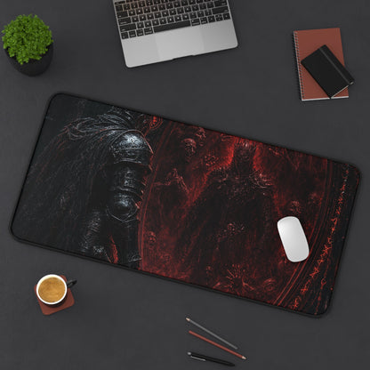 Knight Before Mirror Of Souls - Dark Fantasy Gaming Desk Mat - Moikas