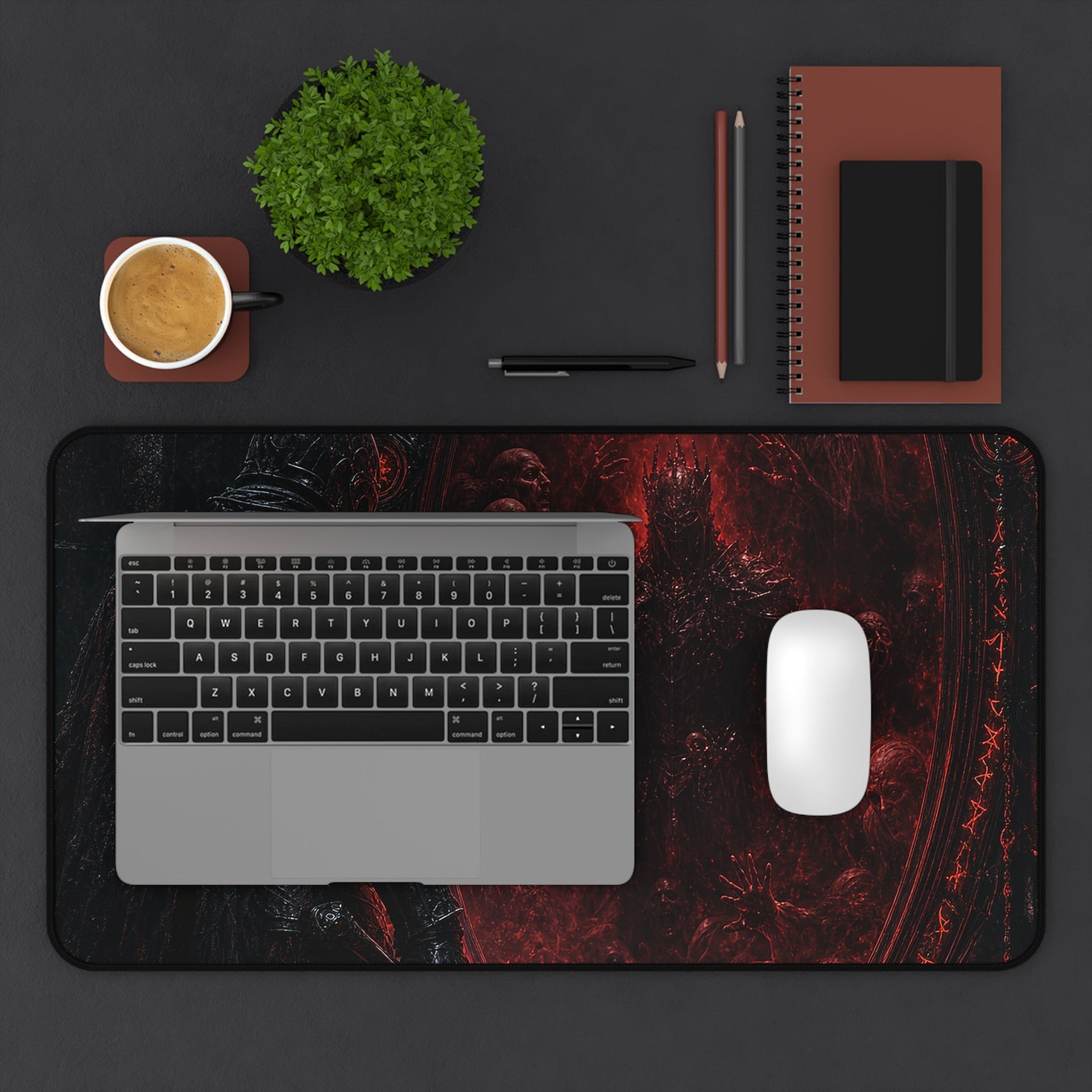 Knight Before Mirror Of Souls - Dark Fantasy Gaming Desk Mat - Moikas