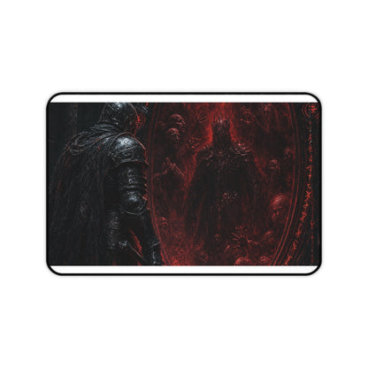 Knight Before Mirror Of Souls - Dark Fantasy Gaming Desk Mat - Moikas