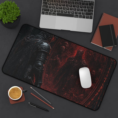 Knight Before Mirror Of Souls - Dark Fantasy Gaming Desk Mat - Moikas