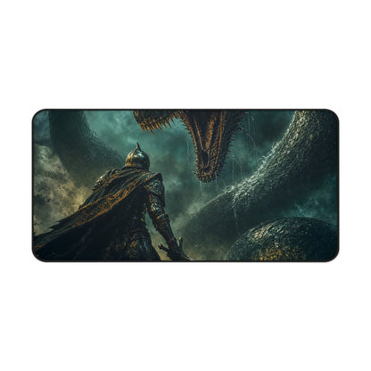 Knight Fighting Seserpent - Dark Fantasy Gaming Desk Mat - Moikas