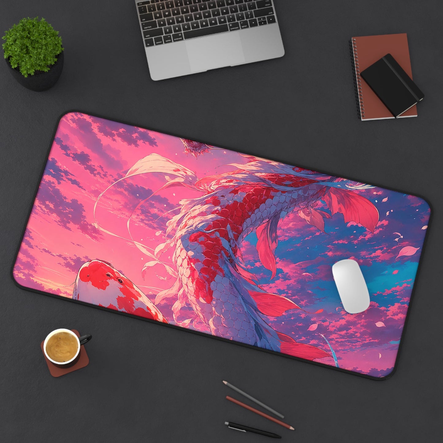 Koi Fish Transforming Into Dragon - Anime Manga Gaming Desk Mat - Moikas
