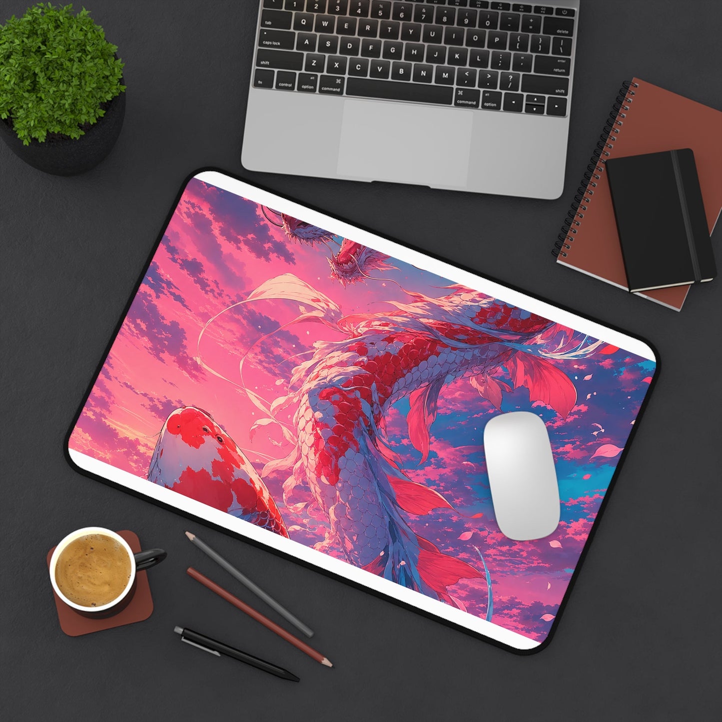 Koi Fish Transforming Into Dragon - Anime Manga Gaming Desk Mat - Moikas