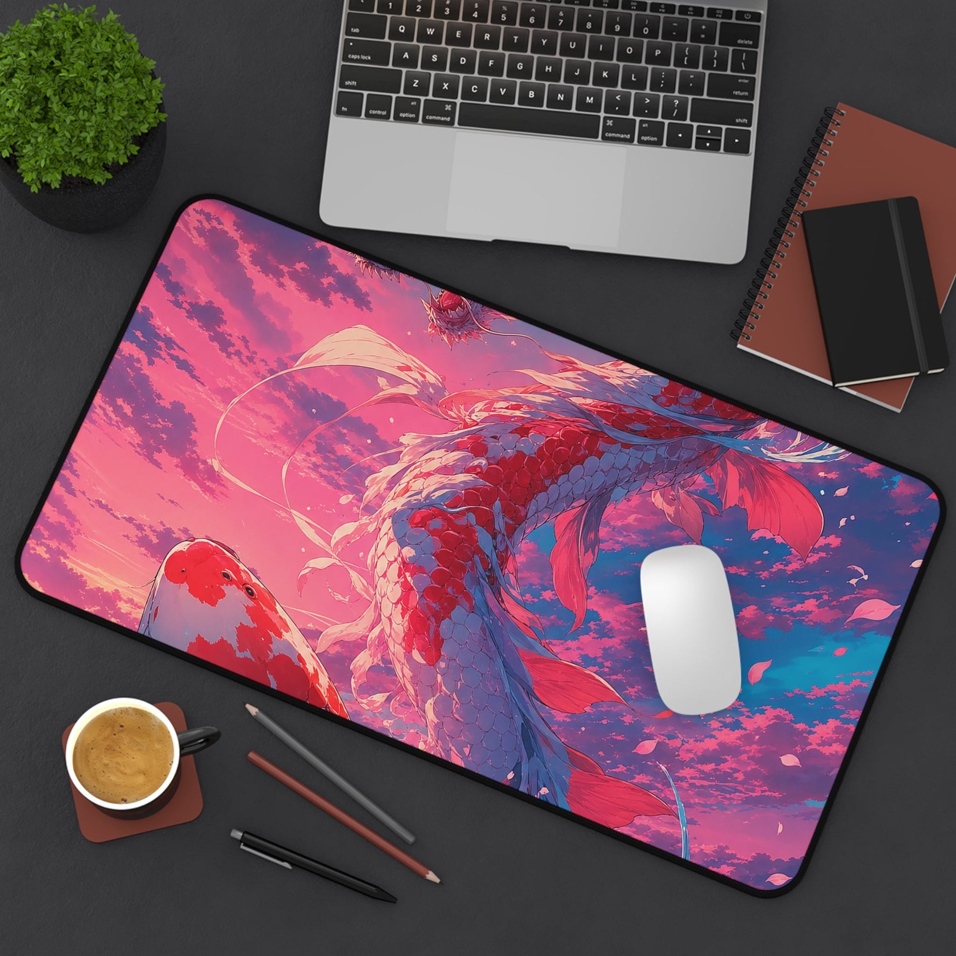 Koi Fish Transforming Into Dragon - Anime Manga Gaming Desk Mat - Moikas